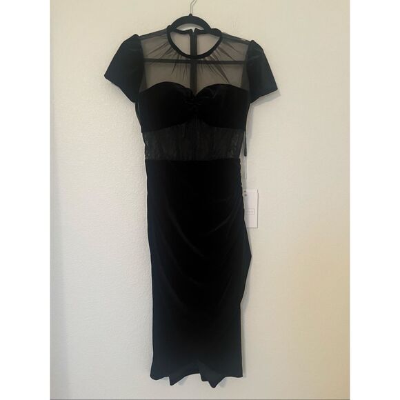 Mac Duggal 20742 Sheer Neck Tulip Hem Evening Dress NEW NWT - Picture 4 of 8